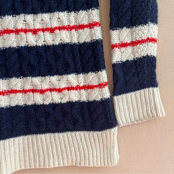 JCrew Chunky Preppy Gabby Striped Cable Knit Merino Wool Blend Sweater in Small - Picture 6 of 16